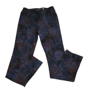 Lena Gabrielle Straight Leg Dark Floral Print Pull-On Pants‎ Size 4